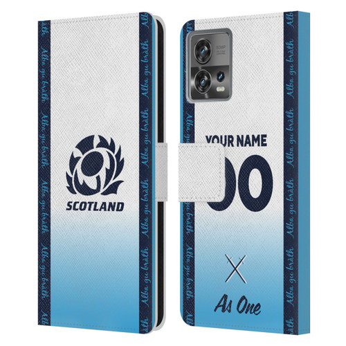 Custom Customised Personalised Scotland Rugby 2024/25 Kit Away Leather Book Wallet Case Cover For Motorola Moto Edge 30 Fusion