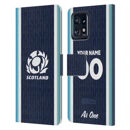 Custom Customised Personalised Scotland Rugby 2024/25 Kit Home Leather Book Wallet Case Cover For Motorola Moto Edge 40 Pro/Plus 2023