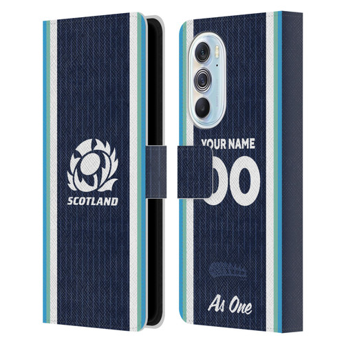 Custom Customised Personalised Scotland Rugby 2024/25 Kit Home Leather Book Wallet Case Cover For Motorola Edge X30