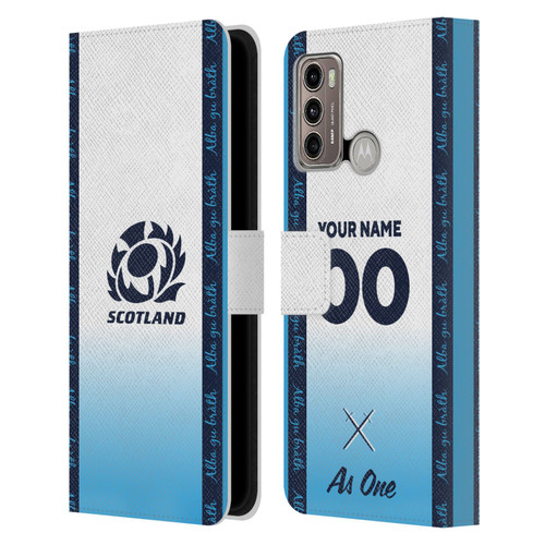 Custom Customised Personalised Scotland Rugby 2024/25 Kit Away Leather Book Wallet Case Cover For Motorola Moto G60 / Moto G40 Fusion