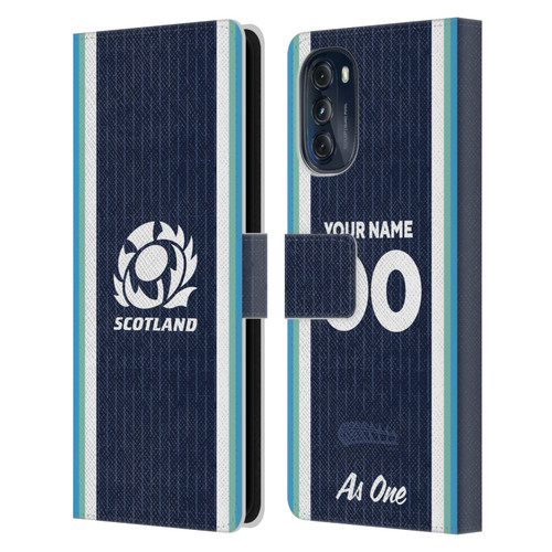 Custom Customised Personalised Scotland Rugby 2024/25 Kit Home Leather Book Wallet Case Cover For Motorola Moto G (2022)