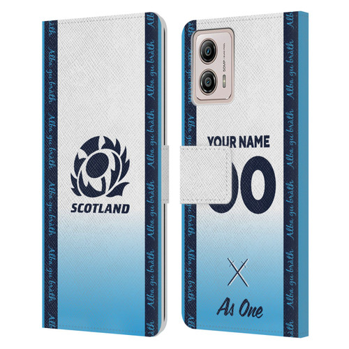 Custom Customised Personalised Scotland Rugby 2024/25 Kit Away Leather Book Wallet Case Cover For Motorola Moto G53 5G