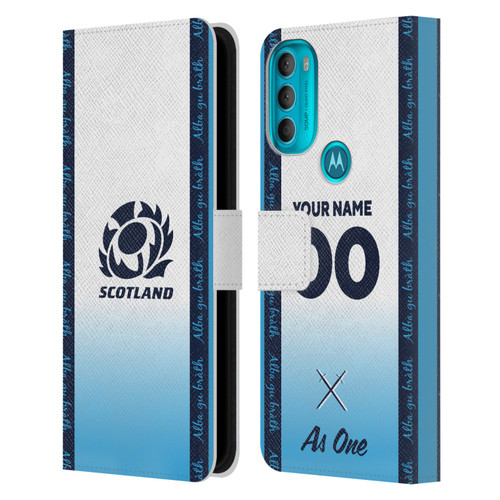 Custom Customised Personalised Scotland Rugby 2024/25 Kit Away Leather Book Wallet Case Cover For Motorola Moto G71 5G