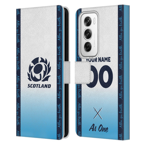 Custom Customised Personalised Scotland Rugby 2024/25 Kit Away Leather Book Wallet Case Cover For OPPO Reno12 Pro 5G