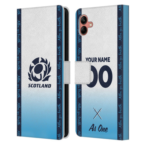 Custom Customised Personalised Scotland Rugby 2024/25 Kit Away Leather Book Wallet Case Cover For Samsung Galaxy A04 (2022)