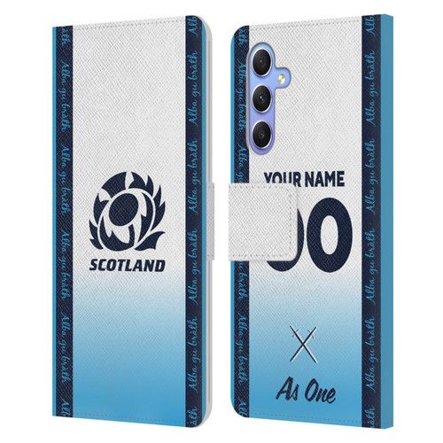 Custom Customised Personalised Scotland Rugby 2024/25 Kit Away Leather Book Wallet Case Cover For Samsung Galaxy A34 5G