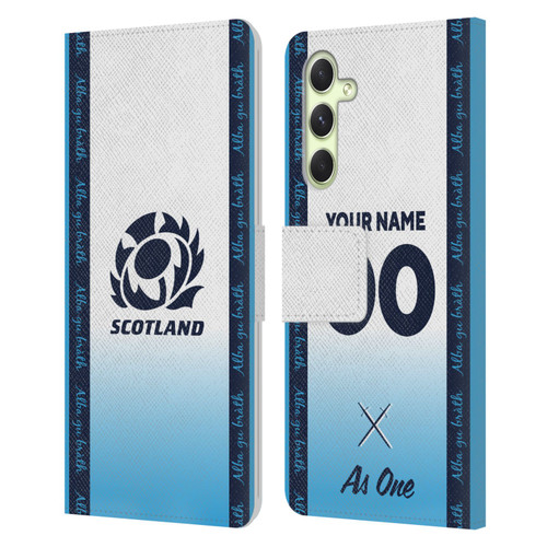 Custom Customised Personalised Scotland Rugby 2024/25 Kit Away Leather Book Wallet Case Cover For Samsung Galaxy A54 5G