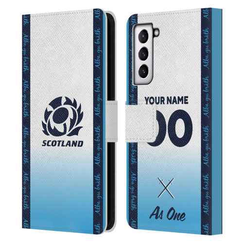 Custom Customised Personalised Scotland Rugby 2024/25 Kit Away Leather Book Wallet Case Cover For Samsung Galaxy S21 5G