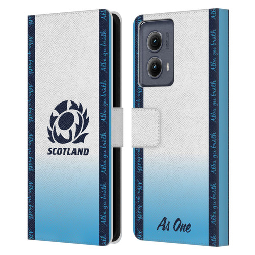 Scotland Rugby 2024/25 Crest Kit Away Leather Book Wallet Case Cover For Motorola Edge (2024)