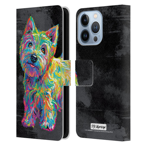 P.D. Moreno Animals II Marvin The Westie Dog Leather Book Wallet Case Cover For Apple iPhone 13 Pro