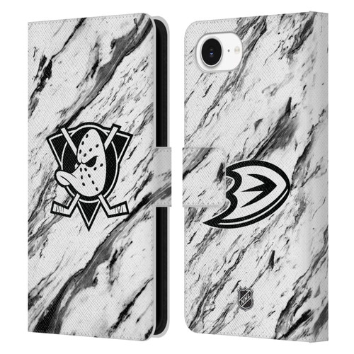 NHL Anaheim Ducks Marble Leather Book Wallet Case Cover For Apple iPhone 16e