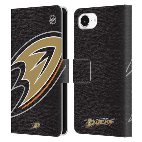 NHL Anaheim Ducks Oversized Leather Book Wallet Case Cover For Apple iPhone 16e