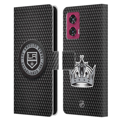 NHL Los Angeles Kings Puck Texture Leather Book Wallet Case Cover For Motorola Edge 50 Fusion