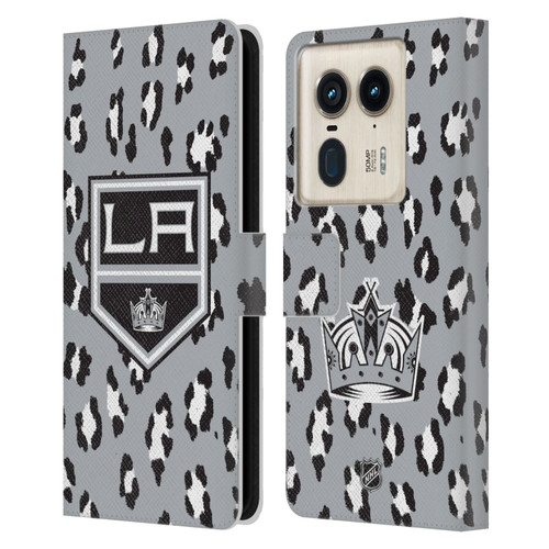 NHL Los Angeles Kings Leopard Patten Leather Book Wallet Case Cover For Motorola Edge 50 Ultra/X50 Ultra