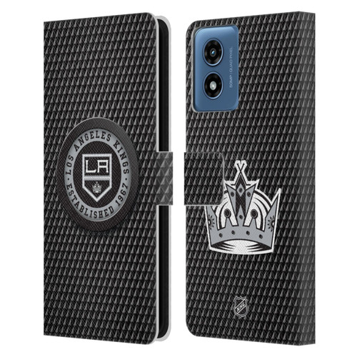 NHL Los Angeles Kings Puck Texture Leather Book Wallet Case Cover For Motorola Moto G Play (2024)
