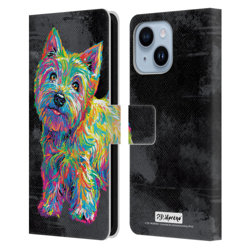 P.D. Moreno Animals II Marvin The Westie Dog Leather Book Wallet Case Cover For Apple iPhone 14 Plus