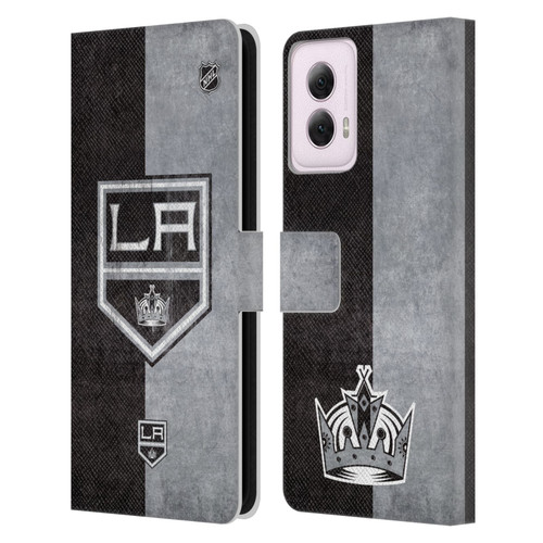 NHL Los Angeles Kings Half Distressed Leather Book Wallet Case Cover For Motorola Moto G Power (2024)