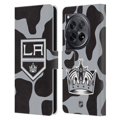 NHL Los Angeles Kings Cow Pattern Leather Book Wallet Case Cover For OnePlus 12