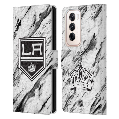 NHL Los Angeles Kings Marble Leather Book Wallet Case Cover For OPPO Reno12 5G NHL Los Angeles Kings Marble Leather Book Wallet Case Cover For OPPO Reno12 5G