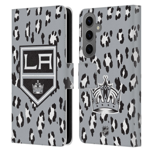 NHL Los Angeles Kings Leopard Patten Leather Book Wallet Case Cover For Samsung Galaxy S25