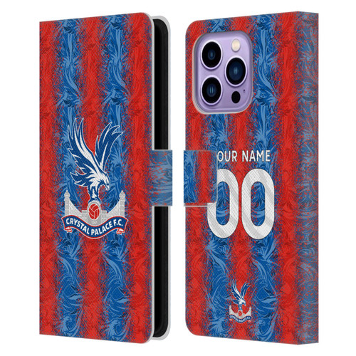 Custom Customised Personalised Crystal Palace Football Club 2024/25 Kit Home Leather Book Wallet Case Cover For Apple iPhone 14 Pro Max