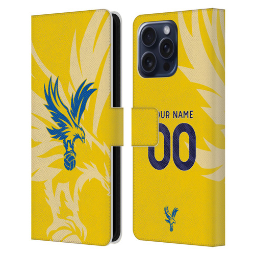 Custom Customised Personalised Crystal Palace Football Club 2024/25 Kit Away Leather Book Wallet Case Cover For Apple iPhone 16 Pro Max