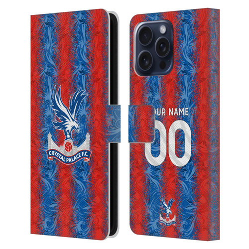 Custom Customised Personalised Crystal Palace Football Club 2024/25 Kit Home Leather Book Wallet Case Cover For Apple iPhone 16 Pro Max