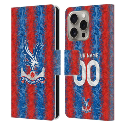 Custom Customised Personalised Crystal Palace Football Club 2024/25 Kit Home Leather Book Wallet Case Cover For Apple iPhone 16 Pro
