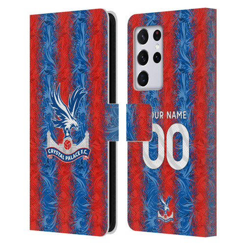 Custom Customised Personalised Crystal Palace Football Club 2024/25 Kit Home Leather Book Wallet Case Cover For Samsung Galaxy S21 Ultra 5G
