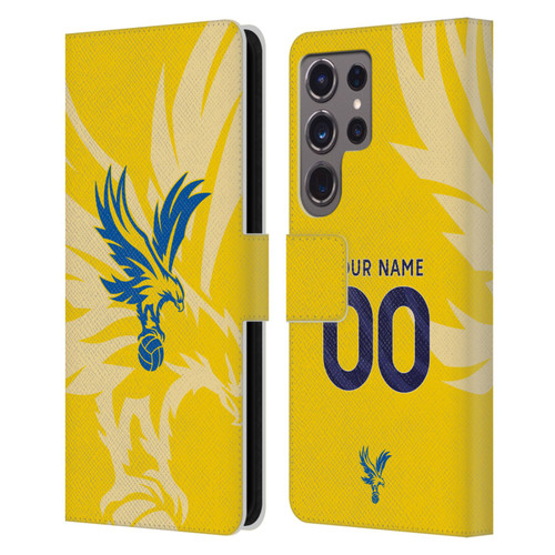 Custom Customised Personalised Crystal Palace Football Club 2024/25 Kit Away Leather Book Wallet Case Cover For Samsung Galaxy S24 Ultra 5G