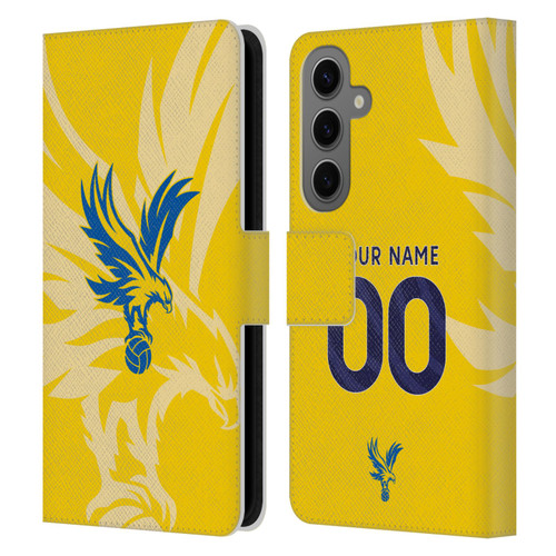 Custom Customised Personalised Crystal Palace Football Club 2024/25 Kit Away Leather Book Wallet Case Cover For Samsung Galaxy S25
