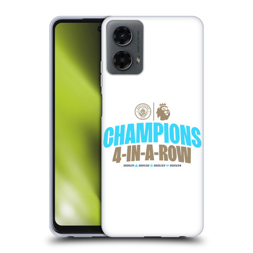Manchester City Man City FC 2024 Premier League Champions 4 In A Row Light Soft Gel Case for Motorola Moto G (2024)