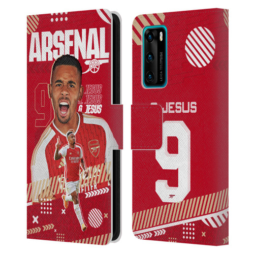 Arsenal FC 2023/24 First Team Gabriel Jesus Leather Book Wallet Case Cover For Huawei P40 5G