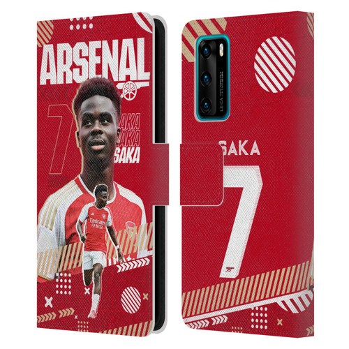 Arsenal FC 2023/24 First Team Bukayo Saka Leather Book Wallet Case Cover For Huawei P40 5G