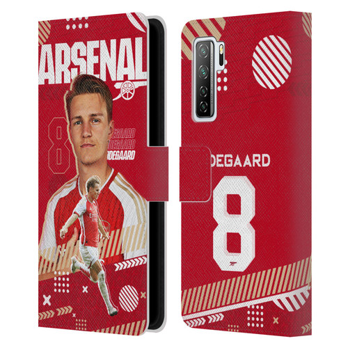 Arsenal FC 2023/24 First Team Martin Ødegaard Leather Book Wallet Case Cover For Huawei Nova 7 SE/P40 Lite 5G