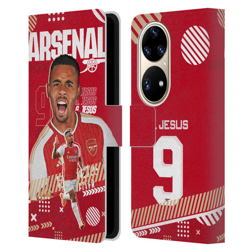 Arsenal FC 2023/24 First Team Gabriel Jesus Leather Book Wallet Case Cover For Huawei P50 Pro