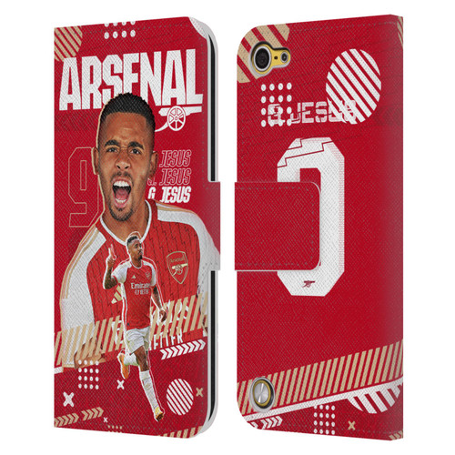 Arsenal FC 2023/24 First Team Gabriel Jesus Leather Book Wallet Case Cover For Apple iPod Touch 5G 5th Gen