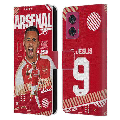 Arsenal FC 2023/24 First Team Gabriel Jesus Leather Book Wallet Case Cover For Motorola Edge 50 Fusion