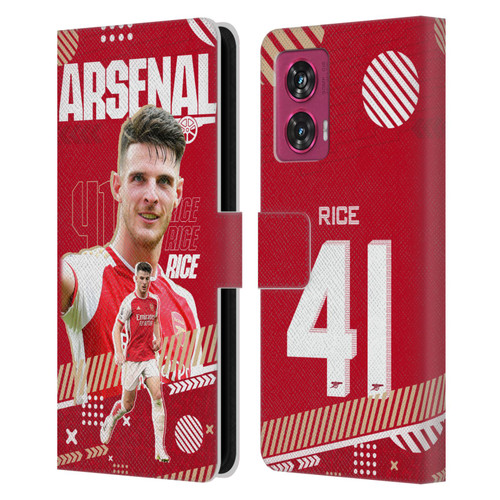Arsenal FC 2023/24 First Team Declan Rice Leather Book Wallet Case Cover For Motorola Edge 50 Fusion