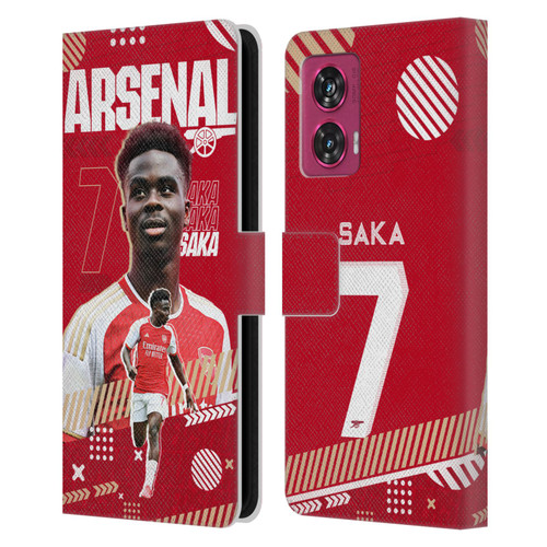 Arsenal FC 2023/24 First Team Bukayo Saka Leather Book Wallet Case Cover For Motorola Edge 50 Fusion