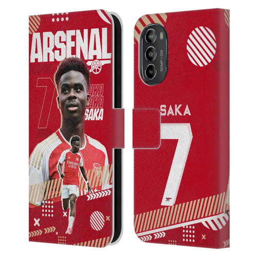Arsenal FC 2023/24 First Team Bukayo Saka Leather Book Wallet Case Cover For Motorola Moto G82 5G