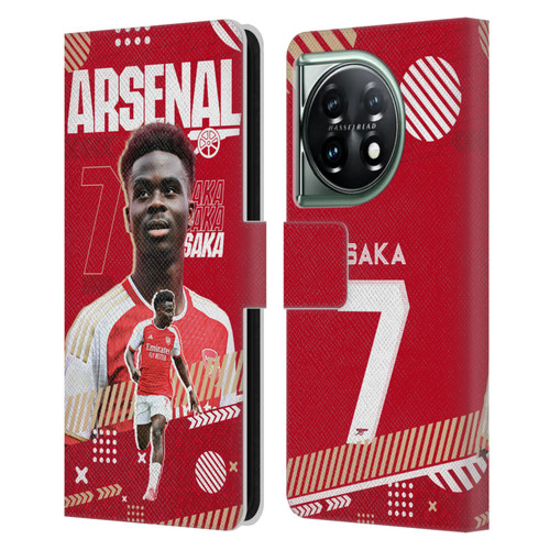 Arsenal FC 2023/24 First Team Bukayo Saka Leather Book Wallet Case Cover For OnePlus 11 5G