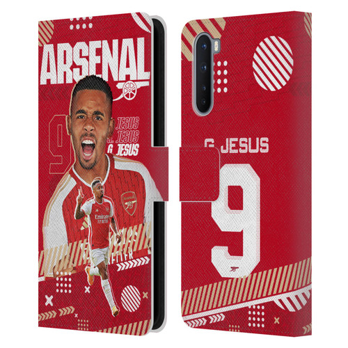 Arsenal FC 2023/24 First Team Gabriel Jesus Leather Book Wallet Case Cover For OnePlus Nord 5G