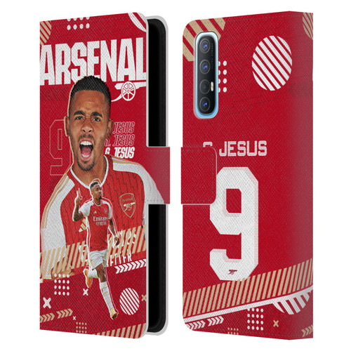 Arsenal FC 2023/24 First Team Gabriel Jesus Leather Book Wallet Case Cover For OPPO Find X2 Neo 5G