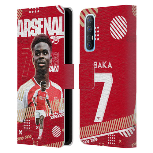 Arsenal FC 2023/24 First Team Bukayo Saka Leather Book Wallet Case Cover For OPPO Find X2 Neo 5G