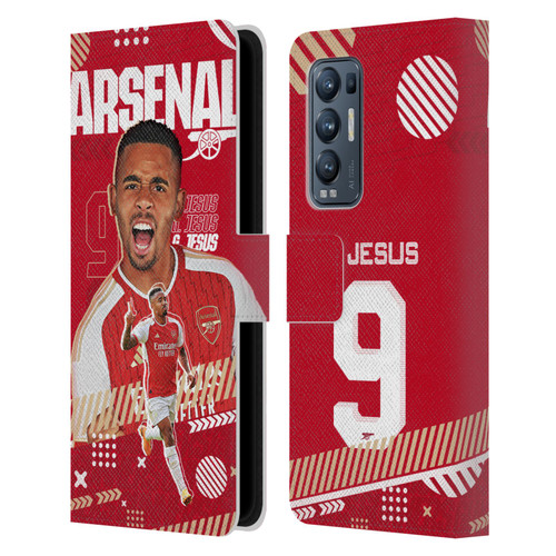Arsenal FC 2023/24 First Team Gabriel Jesus Leather Book Wallet Case Cover For OPPO Find X3 Neo / Reno5 Pro+ 5G