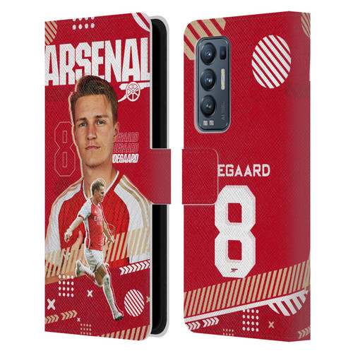 Arsenal FC 2023/24 First Team Martin Ødegaard Leather Book Wallet Case Cover For OPPO Find X3 Neo / Reno5 Pro+ 5G