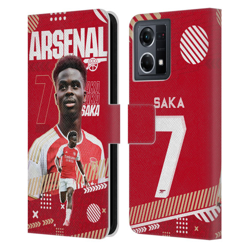 Arsenal FC 2023/24 First Team Bukayo Saka Leather Book Wallet Case Cover For OPPO Reno8 4G