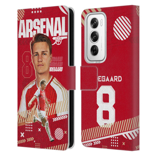 Arsenal FC 2023/24 First Team Martin Ødegaard Leather Book Wallet Case Cover For OPPO Reno12 Pro 5G