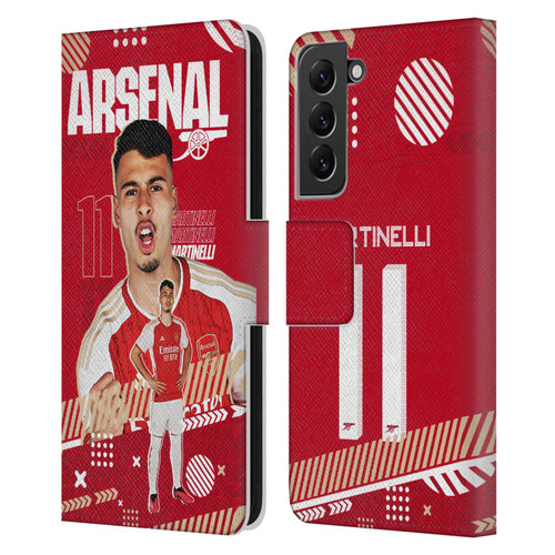 Arsenal FC 2023/24 First Team Gabriel Leather Book Wallet Case Cover For Samsung Galaxy S22+ 5G